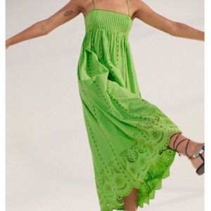 Zara Green Eyelet Maxi Dress